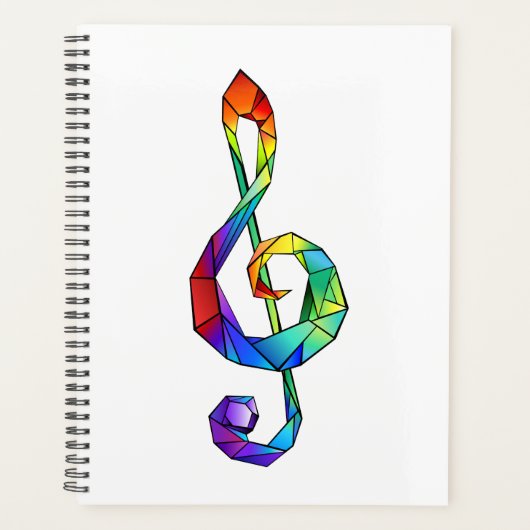 Rainbow musical key treble clean planner (Voorkant)