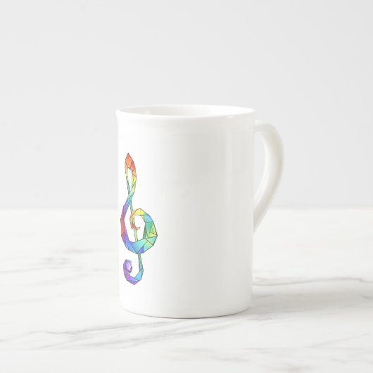 Rainbow musical key treble clean porselein kop (Voorkant rechts)