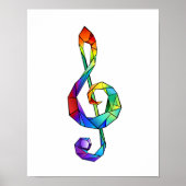 Rainbow musical key treble clean poster (Voorkant)