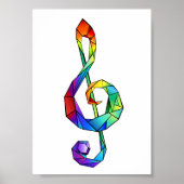 Rainbow musical key treble clean poster (Voorkant)