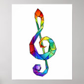 Rainbow musical key treble clean poster (Voorkant)