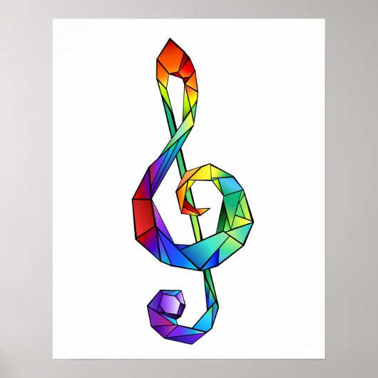 Rainbow musical key treble clean poster (Voorkant)