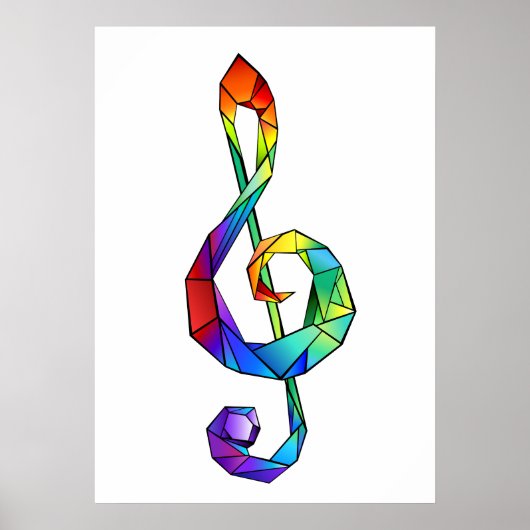 Rainbow musical key treble clean poster (Voorkant)