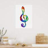 Rainbow musical key treble clean poster (Keuken)