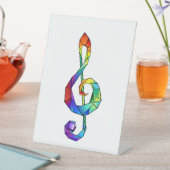 Rainbow musical key treble clean reclamebord met voetstuk (Insitu)