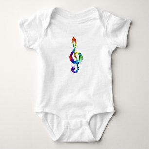 Rainbow musical key treble clean romper