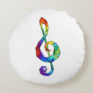 Rainbow musical key treble clean rond kussen