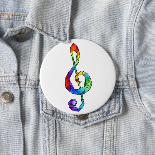 Rainbow musical key treble clean ronde button 4,0 cm (In situ)