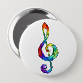 Rainbow musical key treble clean ronde button 4,0 cm (Voorkant /achterkant)