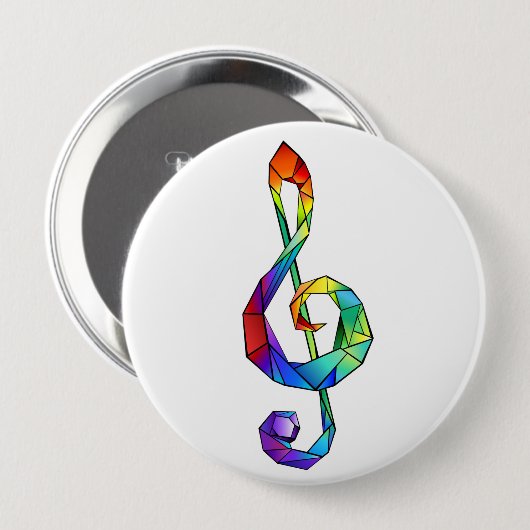 Rainbow musical key treble clean ronde button 4,0 cm (Voorkant /achterkant)