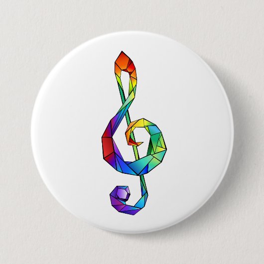 Rainbow musical key treble clean ronde button 7,6 cm (Voorkant)