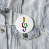 Rainbow musical key treble clean ronde button 7,6 cm (In situ)