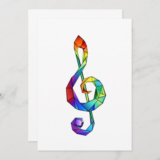 Rainbow musical key treble clean save the date (Voorkant / Achterkant)