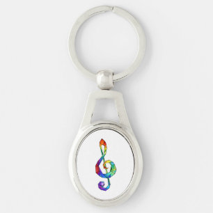 Rainbow musical key treble clean sleutelhanger