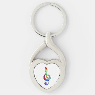 Rainbow musical key treble clean sleutelhanger
