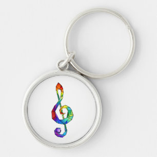 Rainbow musical key treble clean sleutelhanger