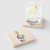 Rainbow musical key treble clean stenen onderzetter (Zijkant)