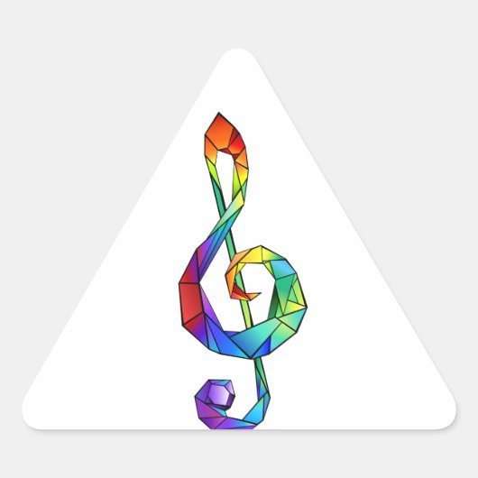 Rainbow musical key treble clean sticker (Voorkant)