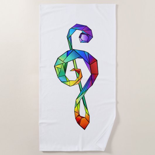 Rainbow musical key treble clean strandlaken (Voorkant)