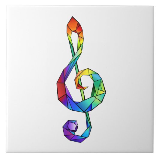 Rainbow musical key treble clean tegeltje (Voorkant)