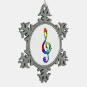Rainbow musical key treble clean tin sneeuwvlok ornament (Links)