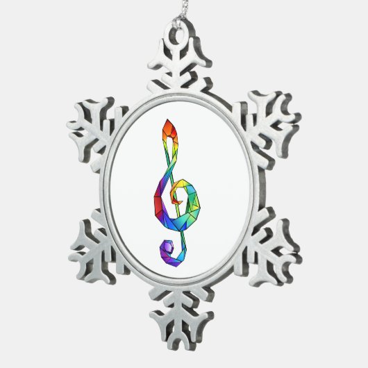 Rainbow musical key treble clean tin sneeuwvlok ornament (Rechts)