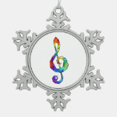 Rainbow musical key treble clean tin sneeuwvlok ornament (Voorkant)