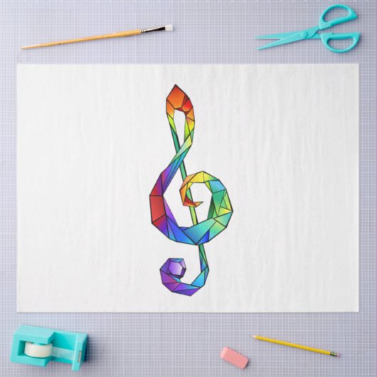 Rainbow musical key treble clean tissuepapier (Craft)