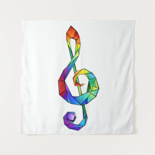 Rainbow musical key treble clean wandkleed