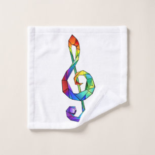 Rainbow musical key treble clean washandje
