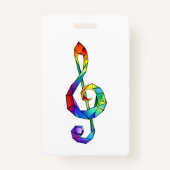 Rainbow Musical Key treble cleet Badge (Achterkant)
