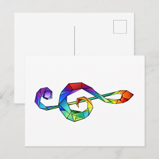 Rainbow Musical Key treble cleet Feestdagenkaart (Voorkant / Achterkant)