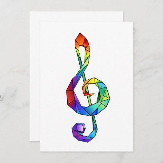 Rainbow Musical Key treble cleet Kaart (Voorkant / Achterkant)