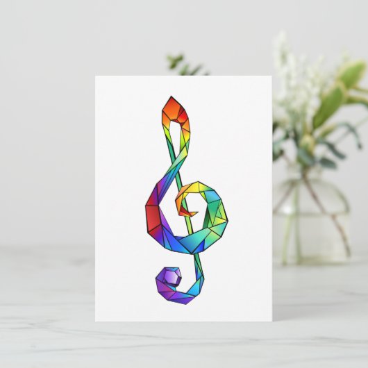 Rainbow Musical Key treble cleet Kaart (Staand voorkant)