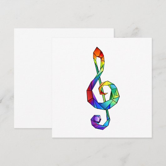 Rainbow Musical Key treble cleet Kaart (Voorkant / Achterkant)