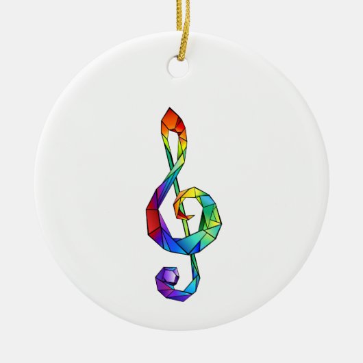 Rainbow Musical Key treble cleet Keramisch Ornament (Voorkant)