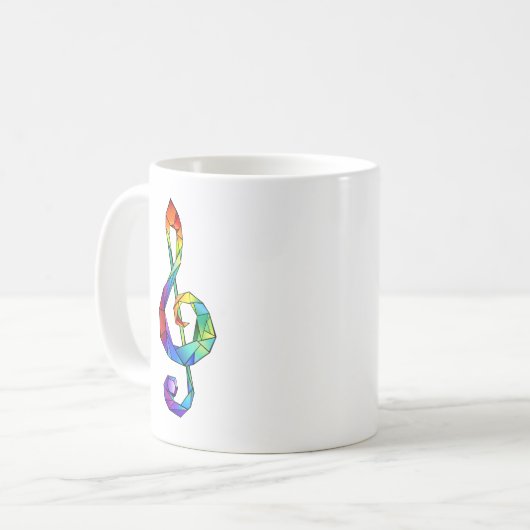 Rainbow Musical Key treble cleet Koffiemok (Voorkant links)