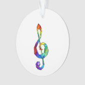 Rainbow Musical Key treble cleet Ornament (voorkant)