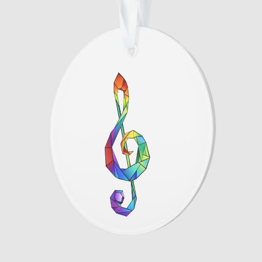 Rainbow Musical Key treble cleet Ornament (voorkant)
