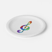 Rainbow Musical Key treble cleet Papieren Bordje (Gekanteld)