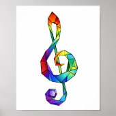 Rainbow Musical Key treble cleet Poster (Voorkant)