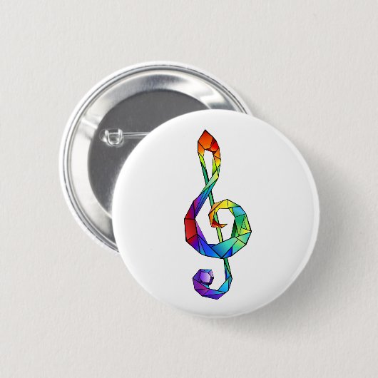 Rainbow Musical Key treble cleet Ronde Button 5,7 Cm (Voorkant /achterkant)