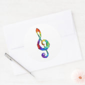 Rainbow Musical Key treble cleet Ronde Sticker (Envelop)