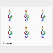 Rainbow Musical Key treble cleet Ronde Sticker (Vel)