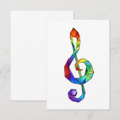 Rainbow Musical Key treble cleet RSVP Kaartje (Voorkant / Achterkant)