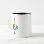 Rainbow Musical Key treble cleet Tweekleurige Koffiemok (Voorkant links)
