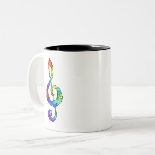 Rainbow Musical Key treble cleet Tweekleurige Koffiemok (Voorkant links)
