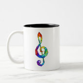 Rainbow Musical Key treble cleet Tweekleurige Koffiemok (Links)