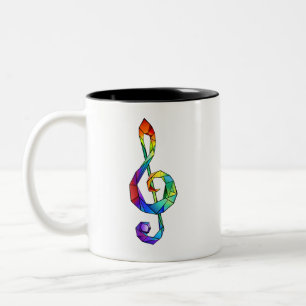 Rainbow Musical Key treble cleet Tweekleurige Koffiemok