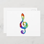 Rainbow Musical Key treble cleet Uitnodiging Briefkaart (Voorkant / Achterkant)